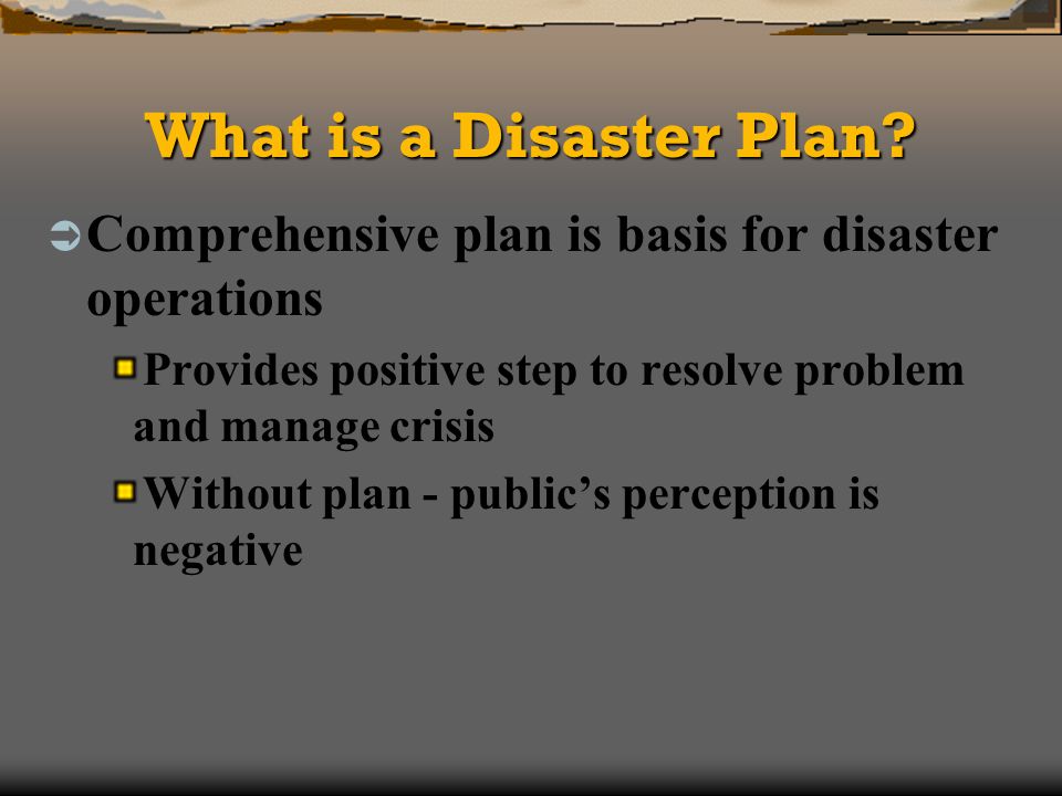 What is a Disaster Plan.