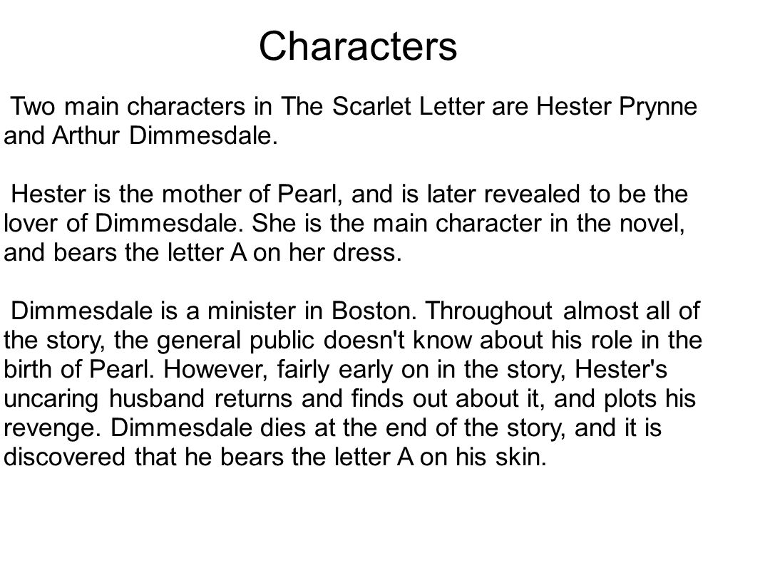 main characters of scarlet letter essay main characters of scarlet letter essay