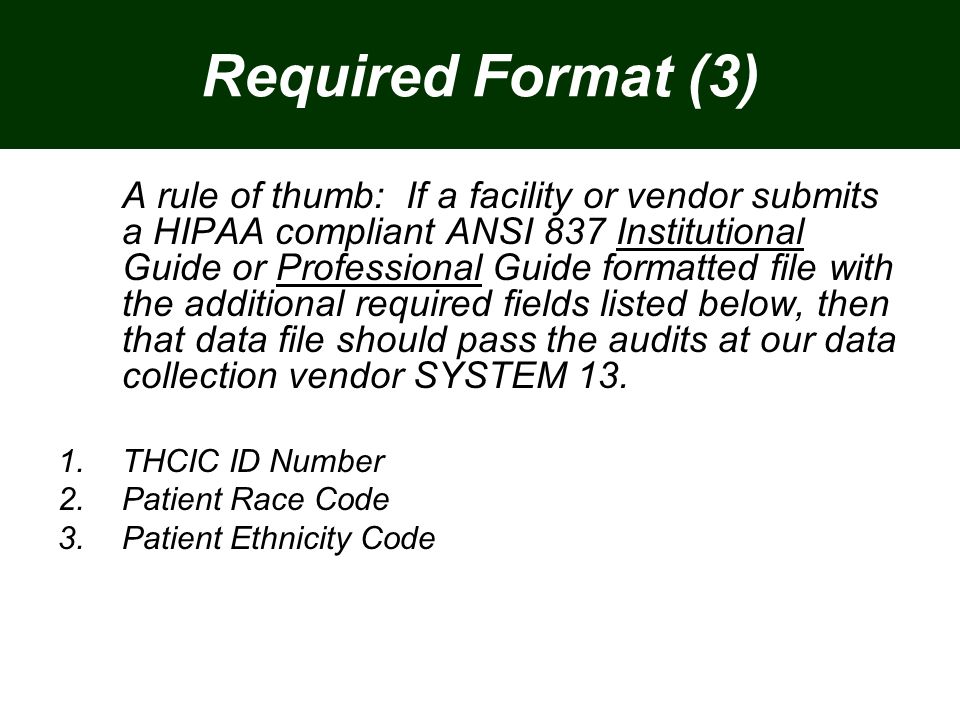 health care data collection center for health statistics ppt download ansi 837 format