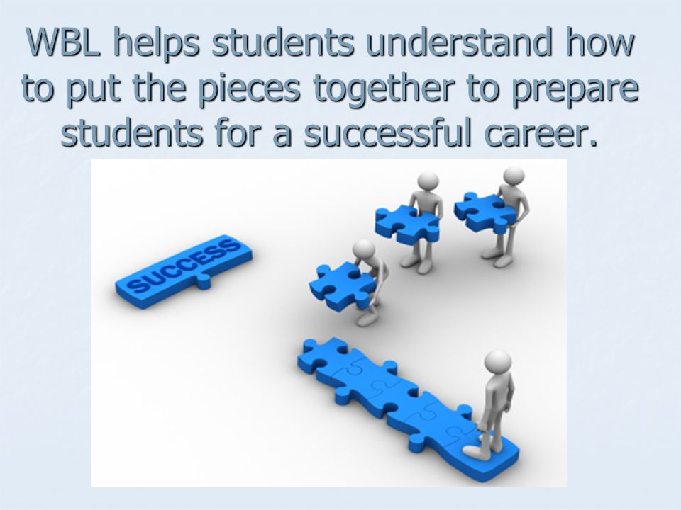 WBL helps students understand how to put the pieces together to prepare students for a successful career.
