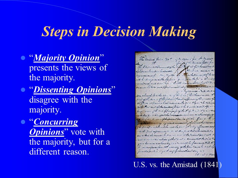 Steps in Decision Making Majority Opinion presents the views of the majority.