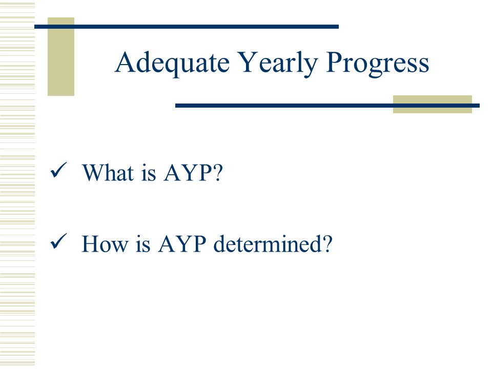 Adequate Yearly Progress What is AYP How is AYP determined