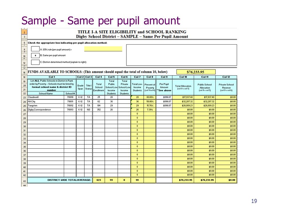 Sample - Same per pupil amount 19