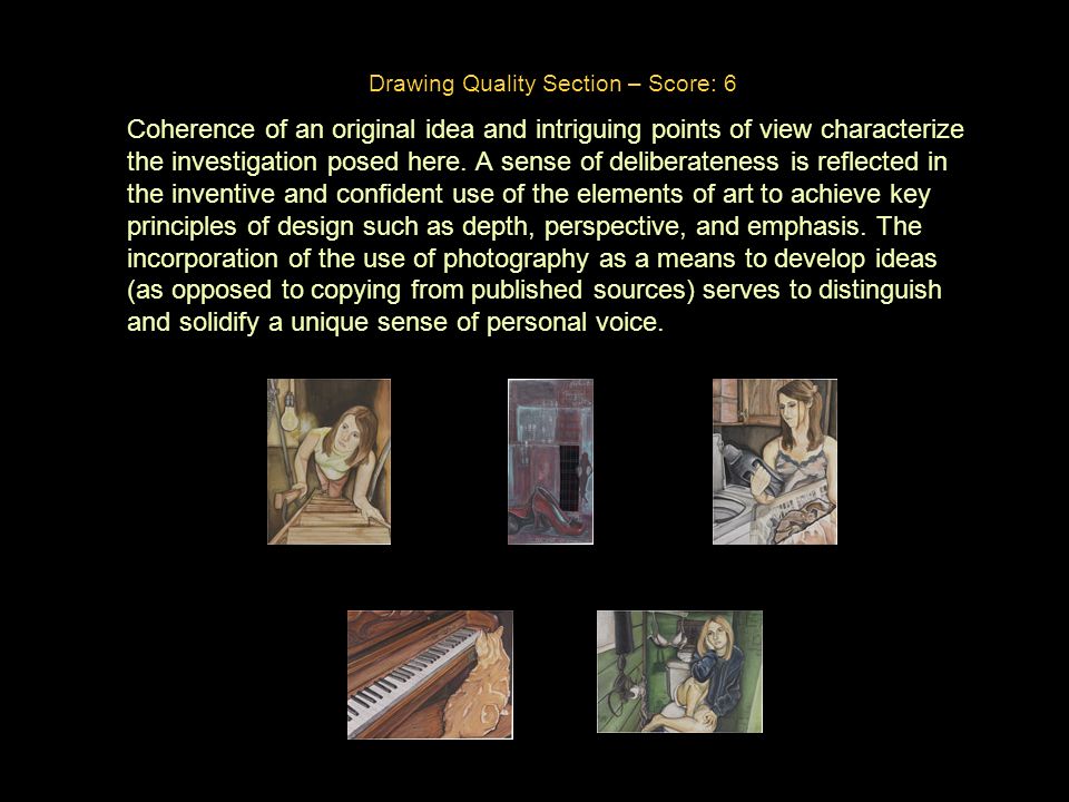 Drawing Quality Section – Score: 6 Coherence of an original idea and intriguing points of view characterize the investigation posed here.
