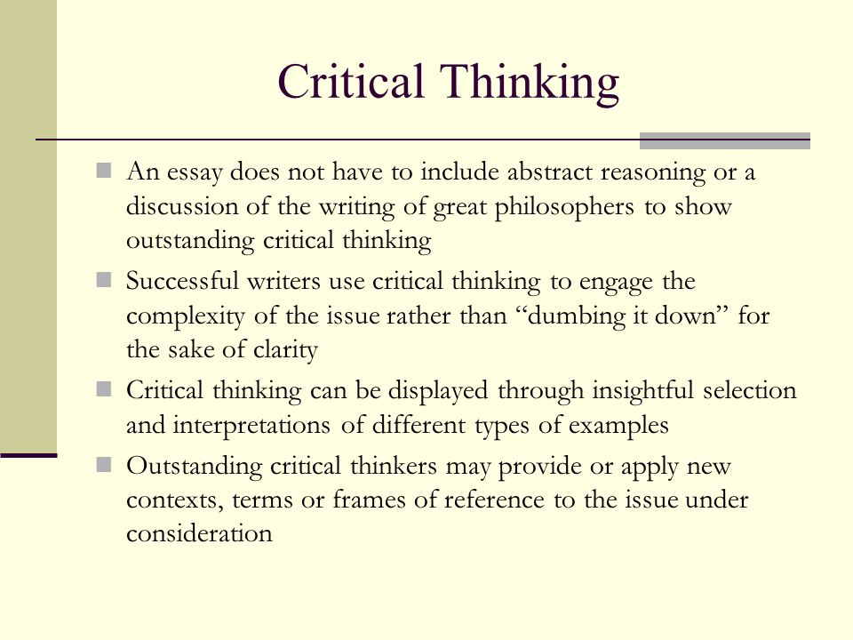 Essays On Critical Thinking