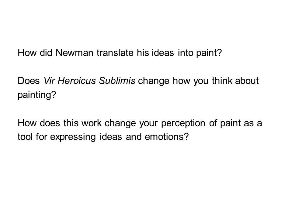 How did Newman translate his ideas into paint.