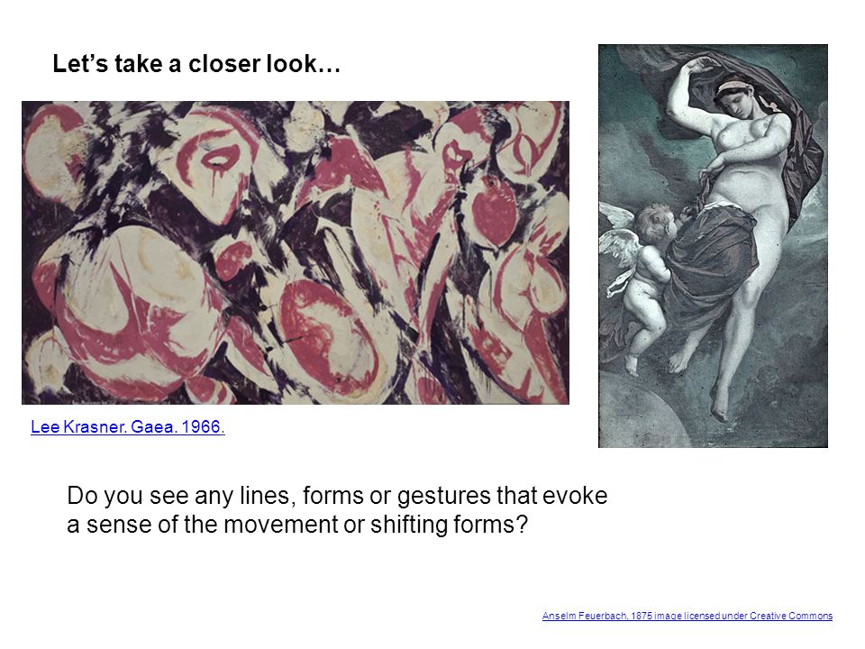 Lets take a closer look… Do you see any lines, forms or gestures that evoke a sense of the movement or shifting forms.