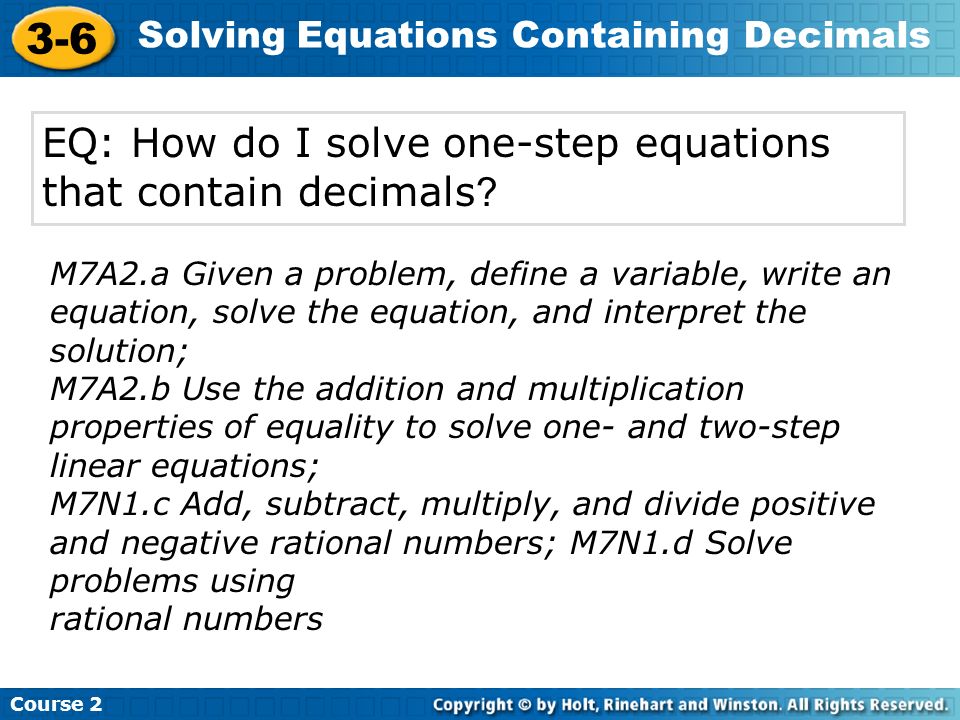 Solving Equations Containing Decimals Talkchannels Course Solving Equations Containing Decimals Do Now Solve 1 X