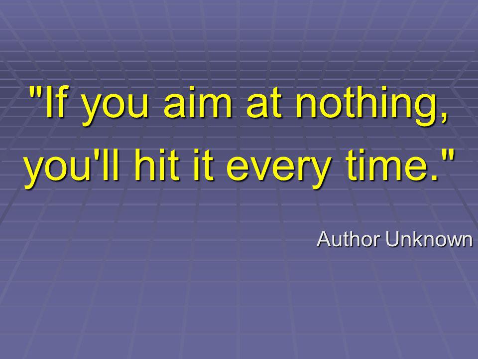 If you aim at nothing, you ll hit it every time. Author Unknown