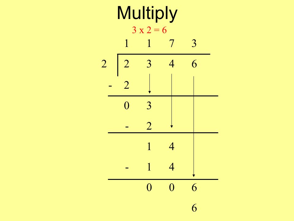 Multiply 3 x 2 =