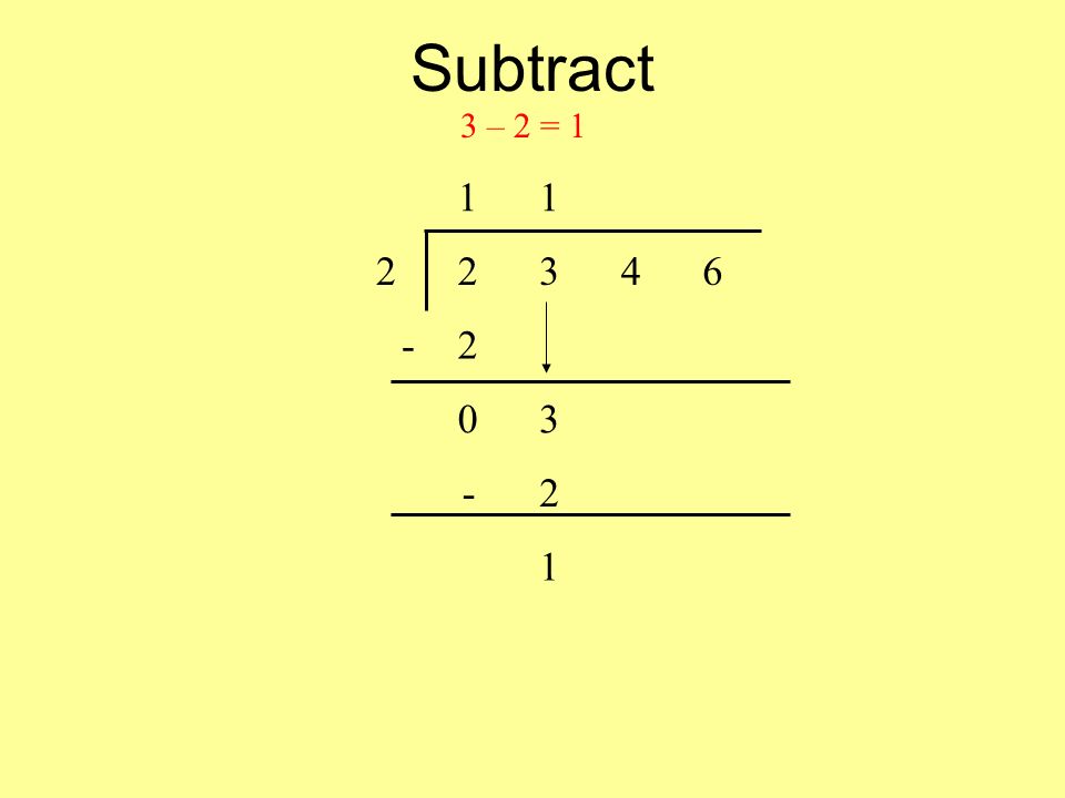 Subtract – 2 = 1