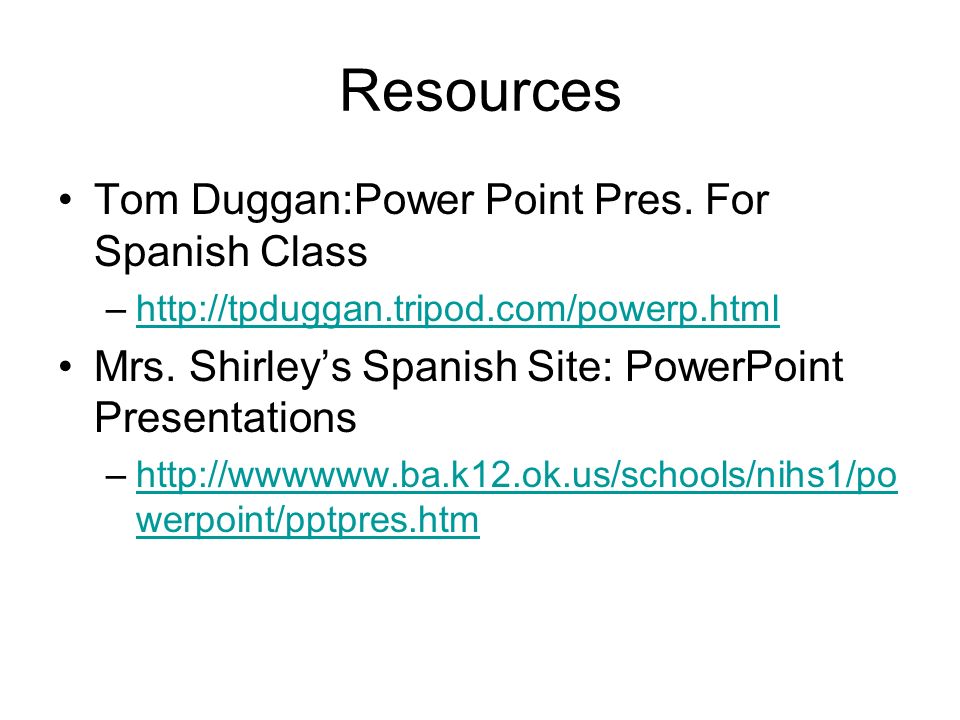 Resources Tom Duggan:Power Point Pres.