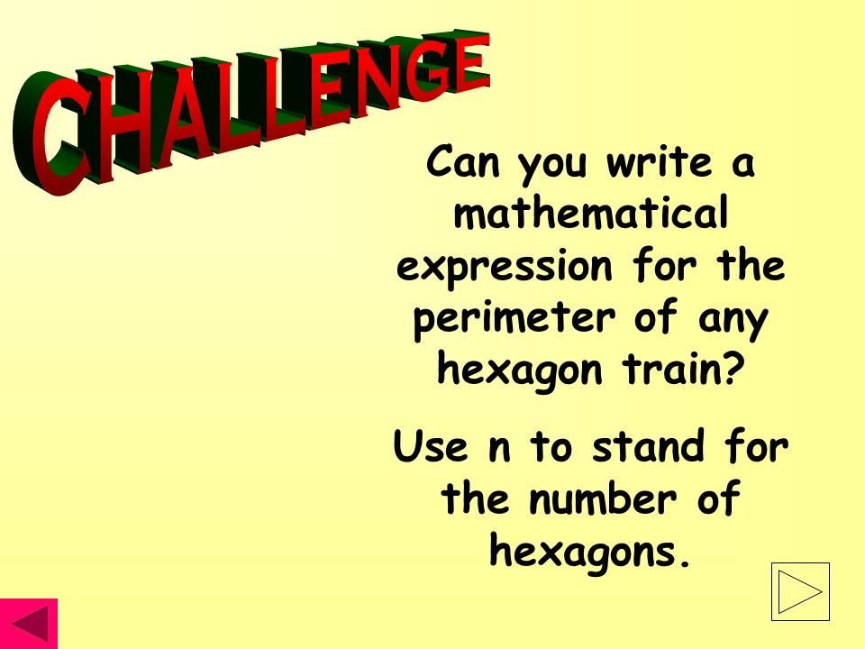Can you write a mathematical expression for the perimeter of any hexagon train.