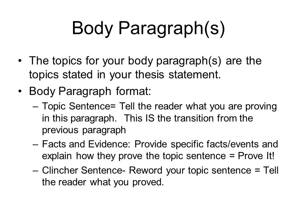 how to start a essay body paragraph