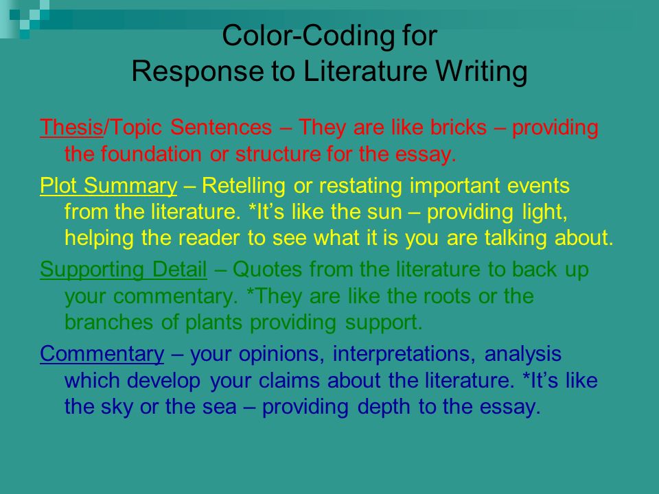 Writing a response to literature essay powerpoint