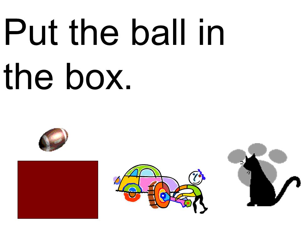 Put the ball in the box.