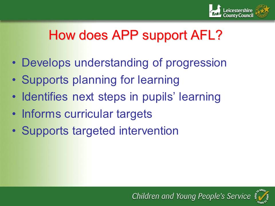 How does APP support AFL.