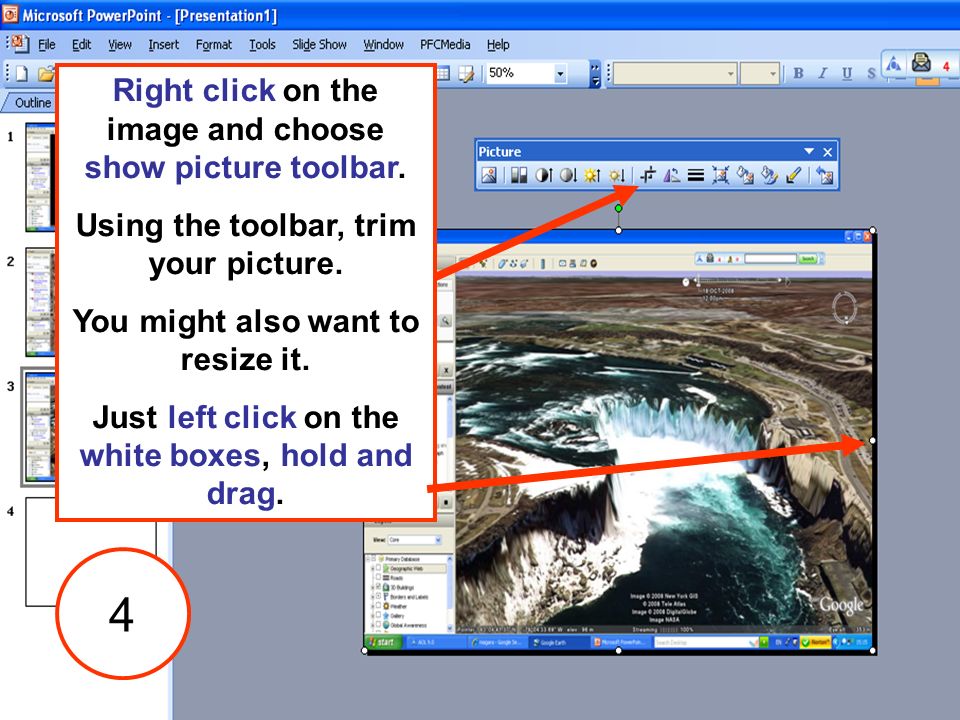 4 Right click on the image and choose show picture toolbar.