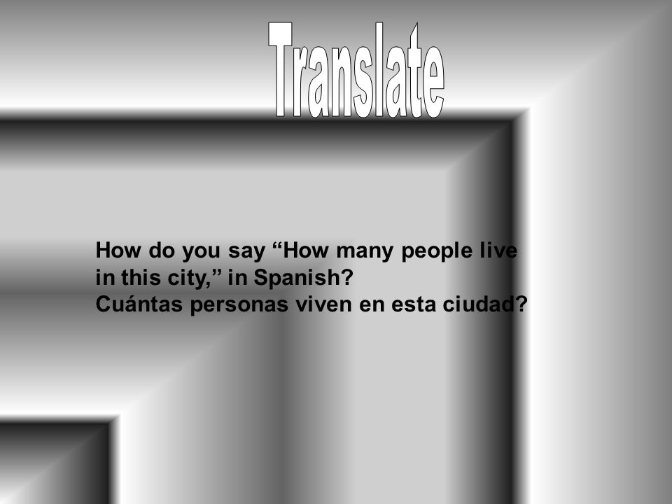 How do you say How many people live in this city, in Spanish.