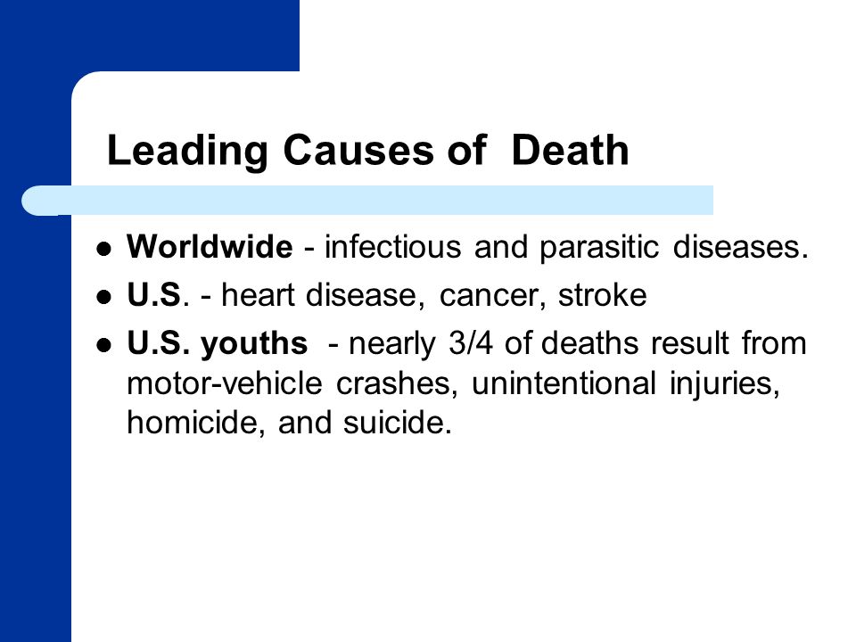 Leading Causes of Death Worldwide - infectious and parasitic diseases.