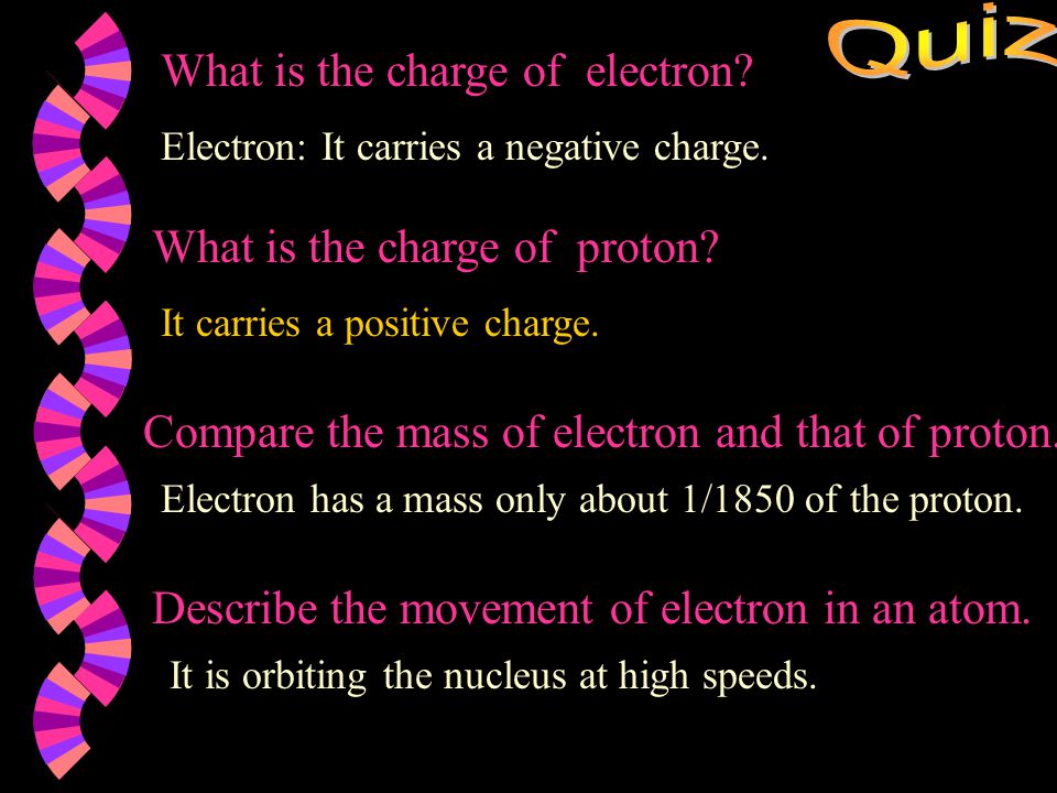 What is the charge of electron. What is the charge of proton.