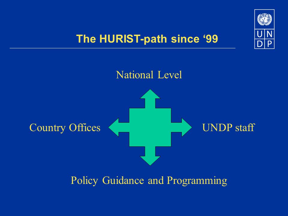 The HURIST-path since ‘99 National Level Country OfficesUNDP staff Policy Guidance and Programming