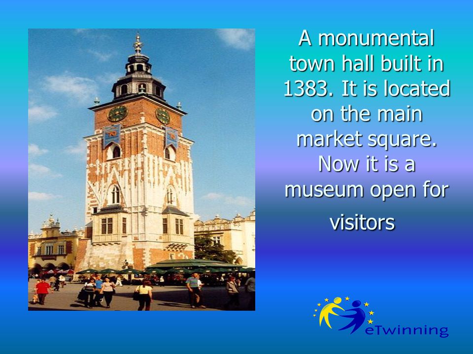 A monumental town hall built in It is located on the main market square.