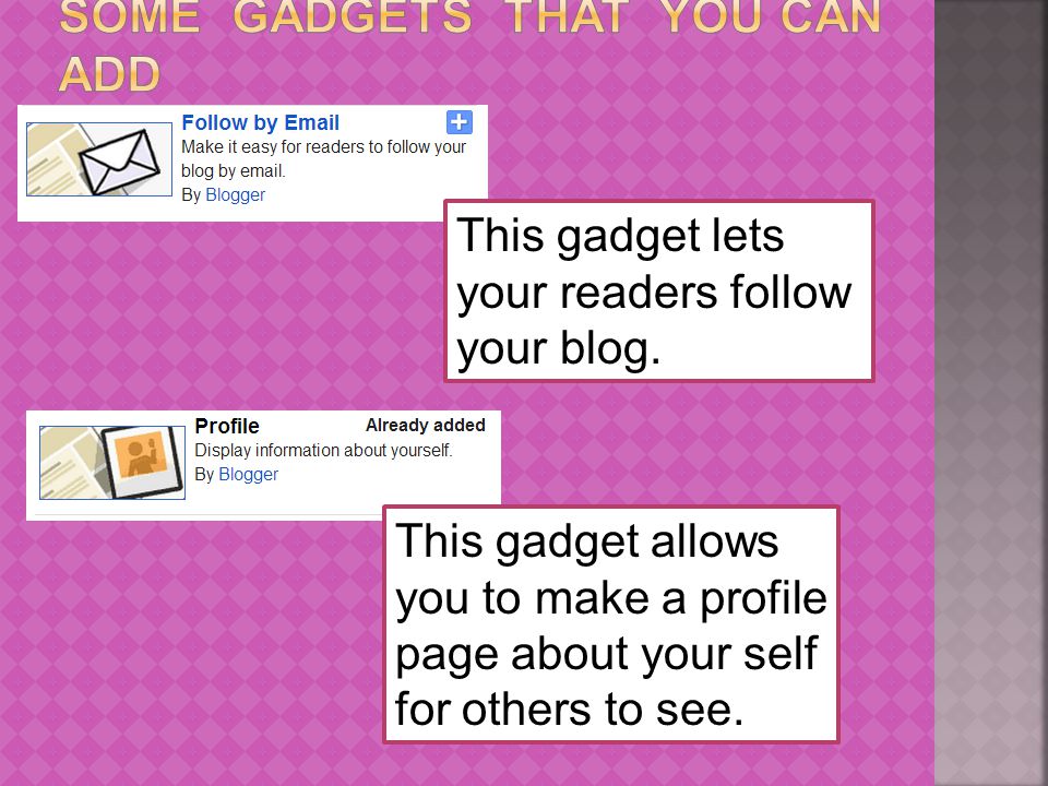 *. This gadget lets your readers follow your blog.