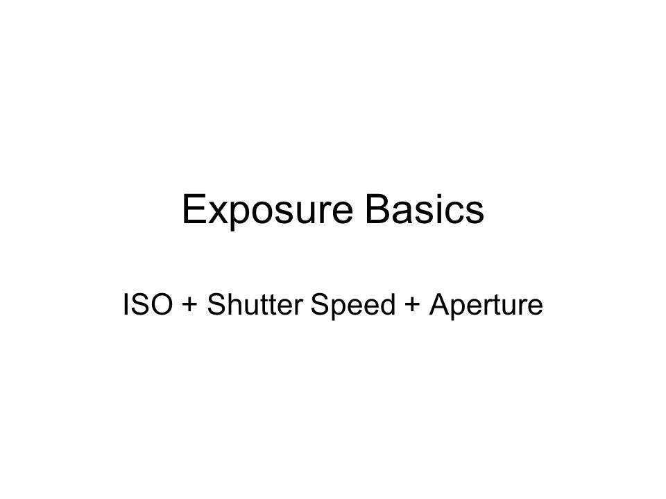 Exposure Basics ISO + Shutter Speed + Aperture
