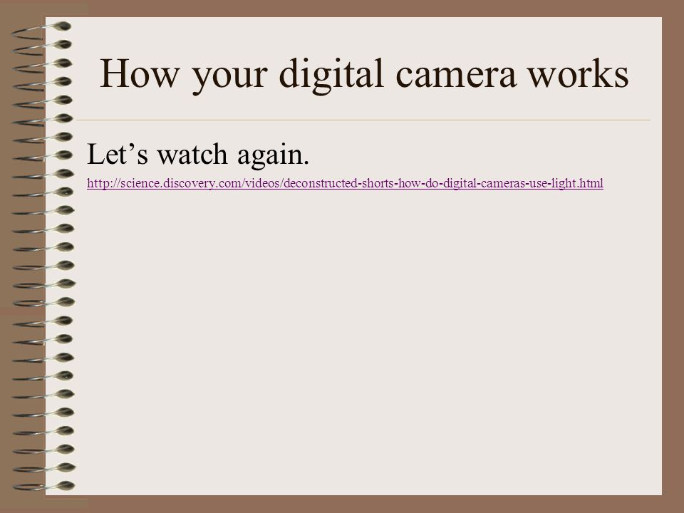 How your digital camera works Let’s watch again.