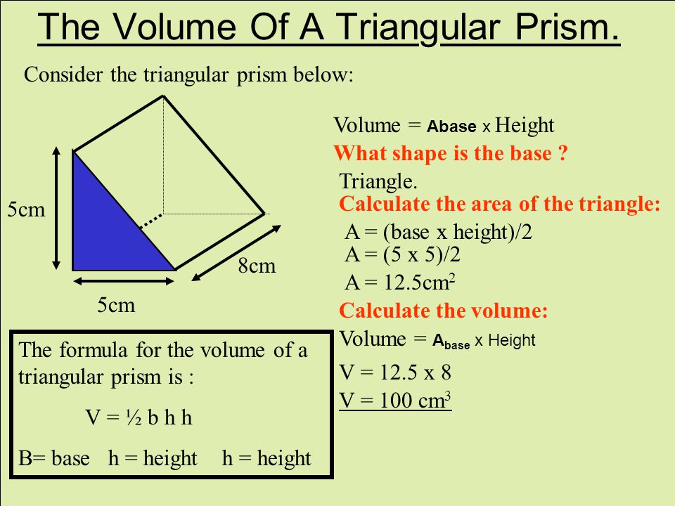 The Volume Of A Triangular Prism.