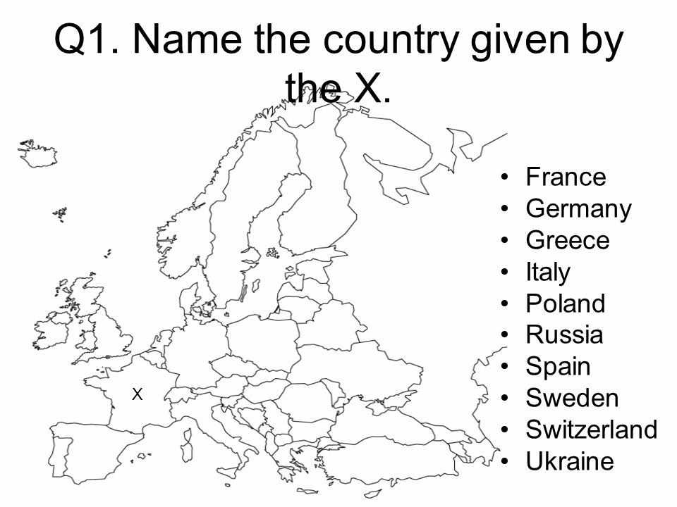 Q1. Name the country given by the X.