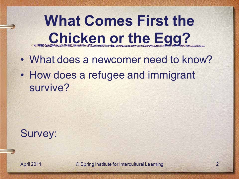 What Comes First the Chicken or the Egg. What does a newcomer need to know.