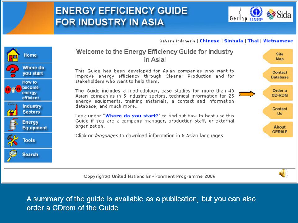 A summary of the guide is available as a publication, but you can also order a CDrom of the Guide
