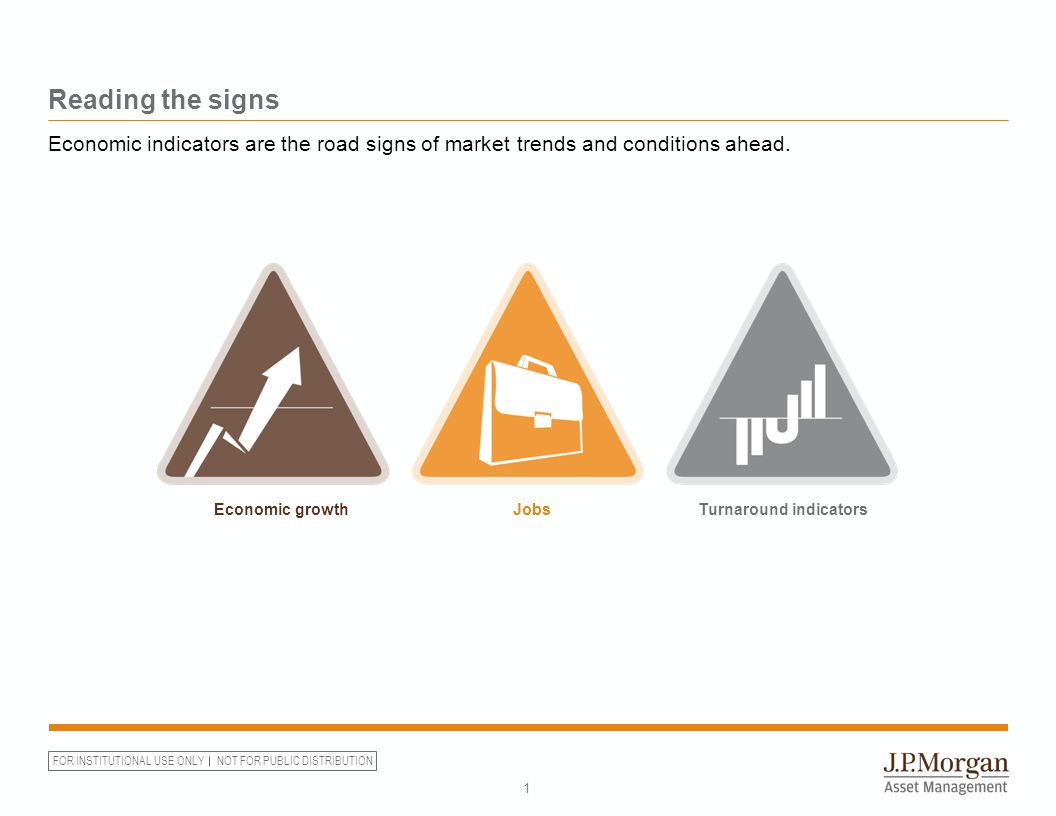 FOR INSTITUTIONAL USE ONLY NOT FOR PUBLIC DISTRIBUTION Reading the signs 1 Economic indicators are the road signs of market trends and conditions ahead.