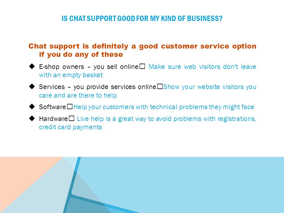 IS CHAT SUPPORT GOOD FOR MY KIND OF BUSINESS.
