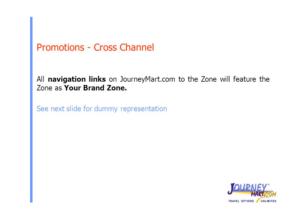 All navigation links on JourneyMart.com to the Zone will feature the Zone as Your Brand Zone.