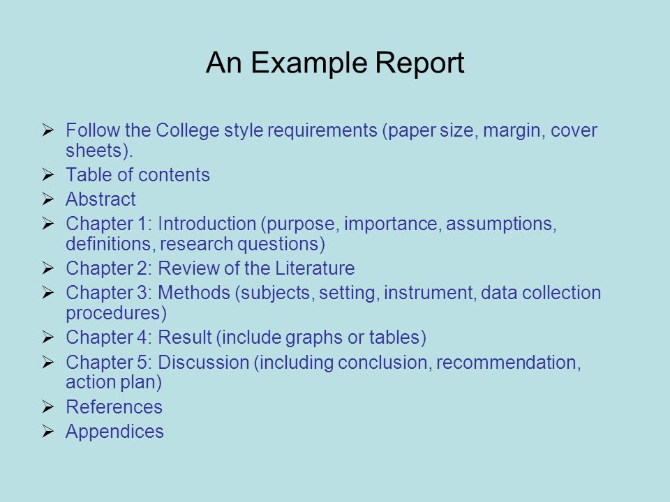 Examples of research report titles