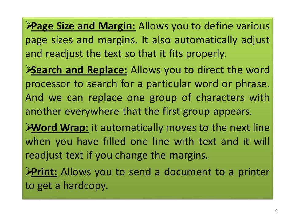  Page Size and Margin: Allows you to define various page sizes and margins.
