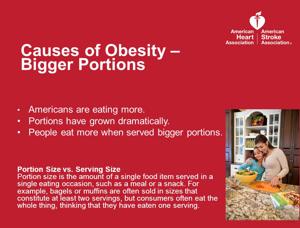 Causes of Obesity – Bigger Portions Americans are eating more.