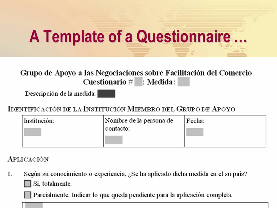A Template of a Questionnaire …