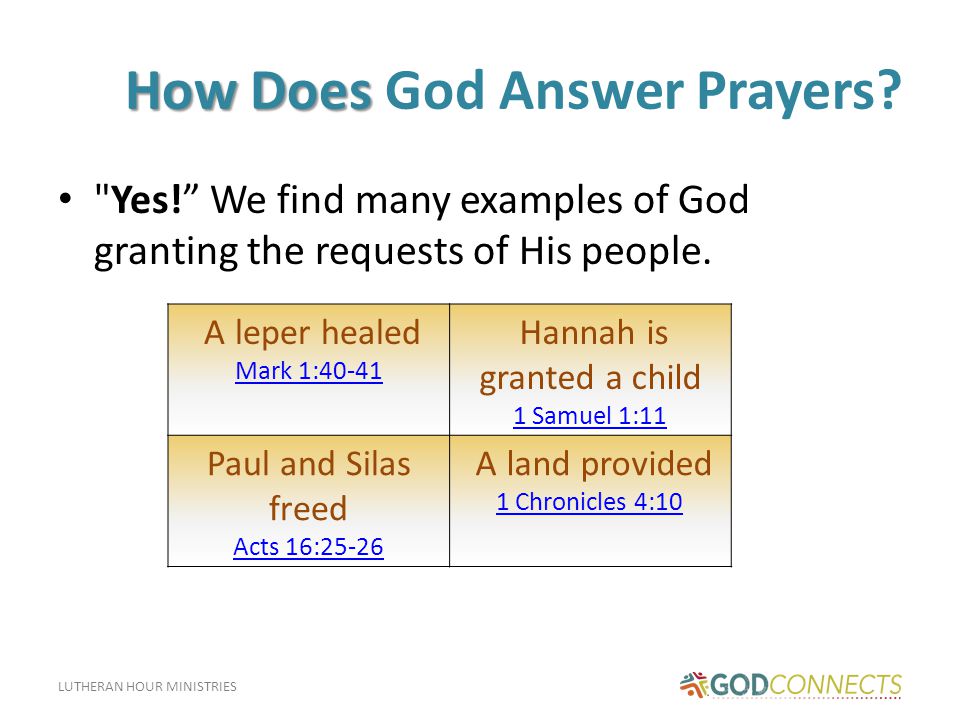 LUTHERAN HOUR MINISTRIES How Does How Does God Answer Prayers.