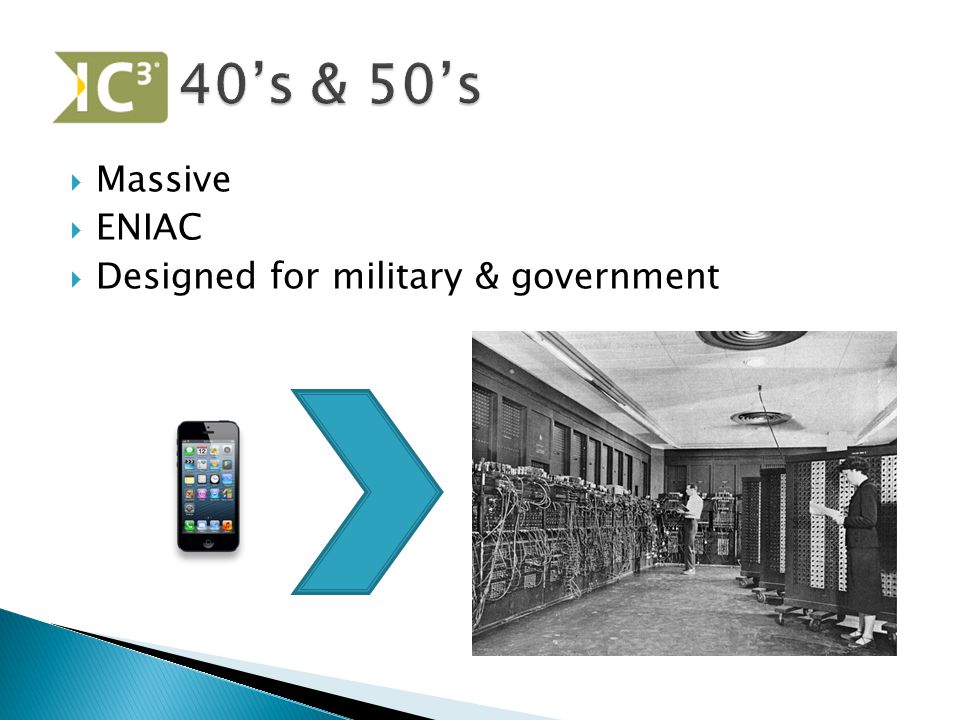  Massive  ENIAC  Designed for military & government