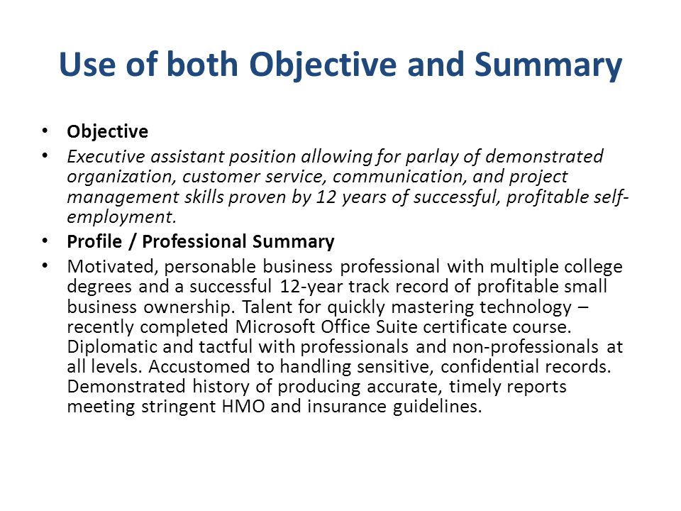 objective for executive assistant