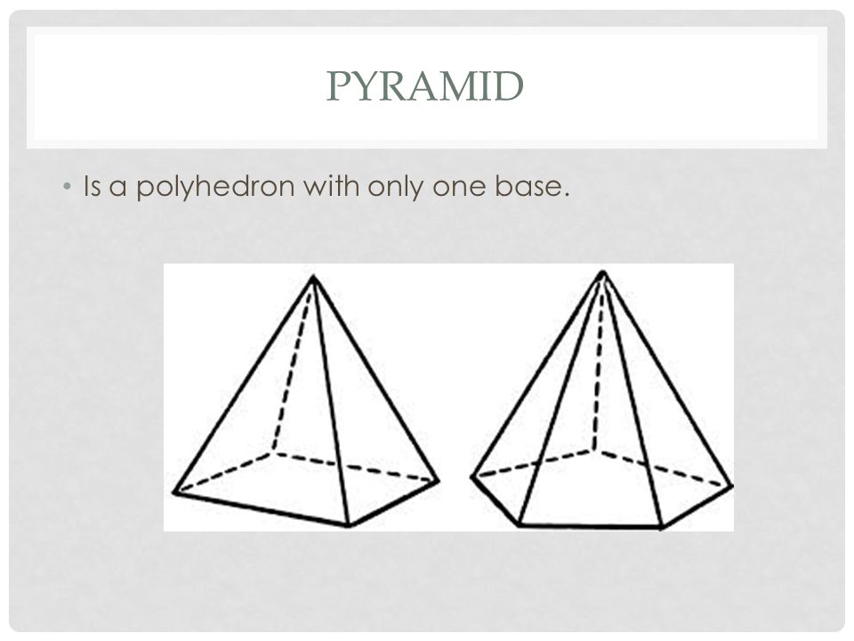 PYRAMID Is a polyhedron with only one base.