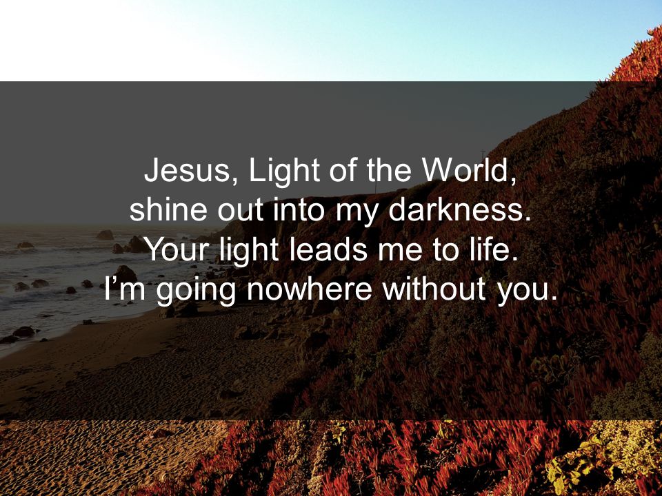 Jesus, Light of the World, shine out into my darkness.