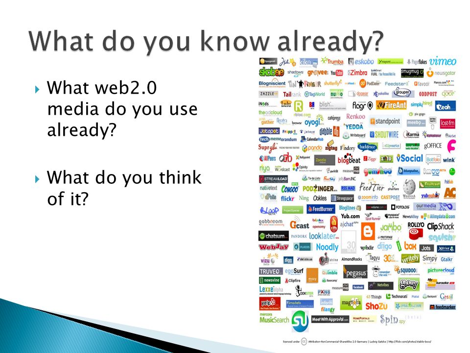  What web2.0 media do you use already  What do you think of it