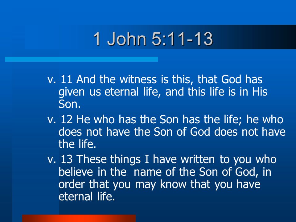 1 John 5:11-13 v.