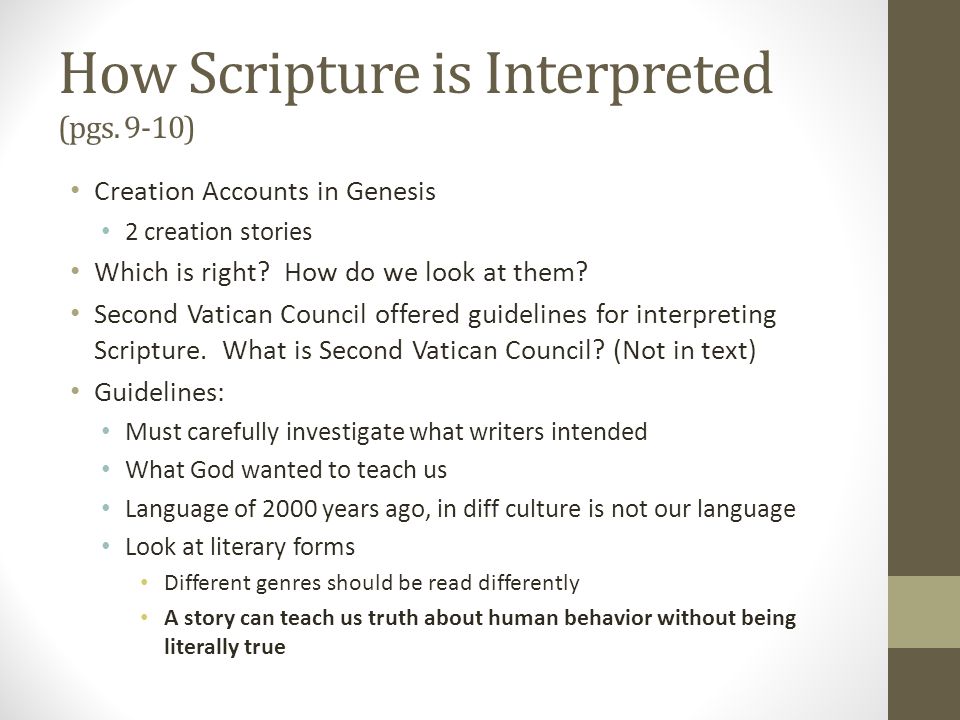 How Scripture is Interpreted (pgs.