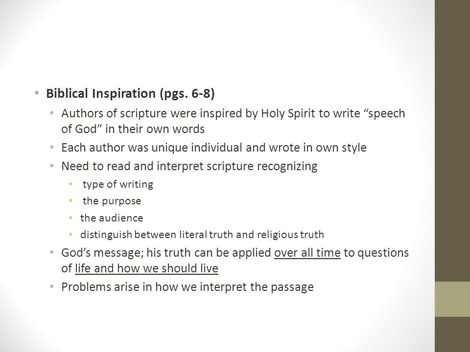 Biblical Inspiration (pgs.